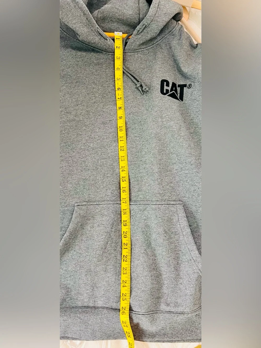 Caterpillar Heather Gray Pullover Hoodie with Black CAT Logo